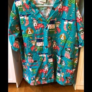 Christmas/holiday dog scrub top